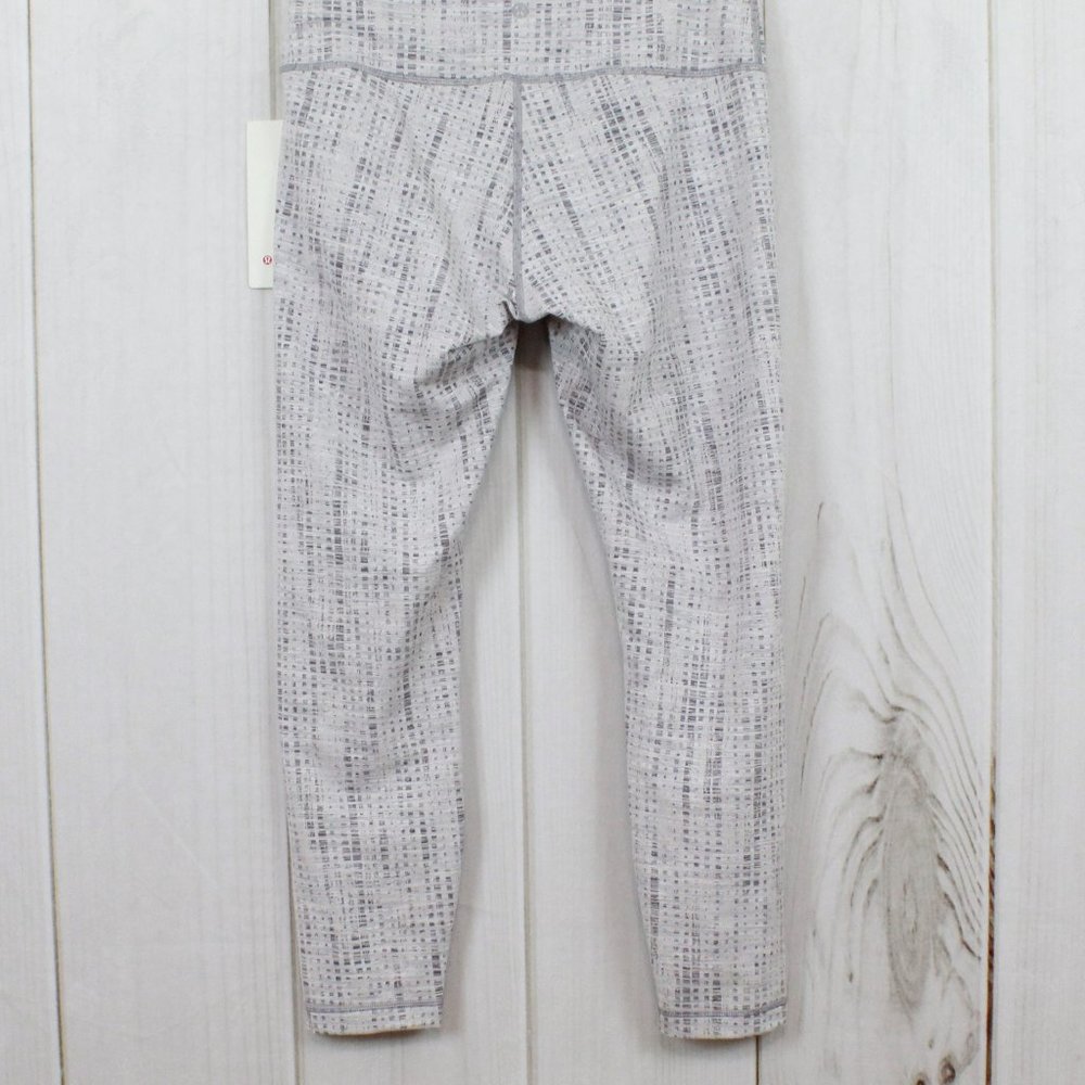 Lululemon Wunder Under HR Tight 25" Roll Down Gray White Yoga Leggings Size 10 - Picture 8 of 9
